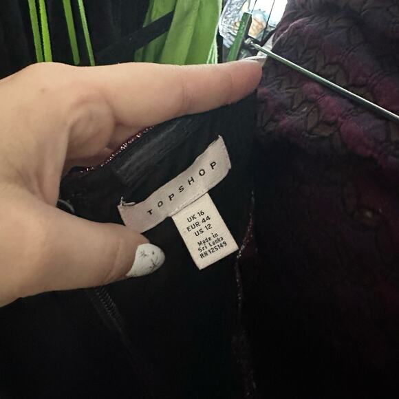 Topshop Strapless Mini Sheath Dress Metallic Purple Size 12 - Picture 7 of 7